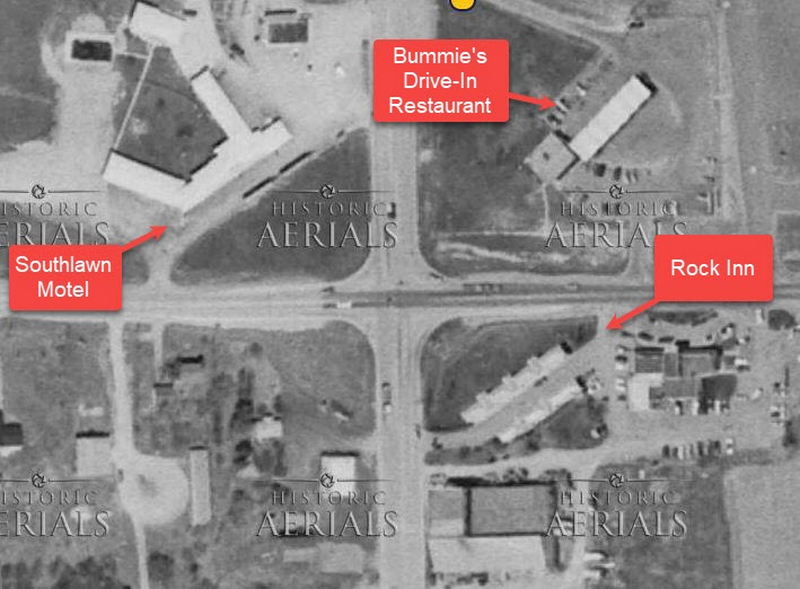Rock Inn Motel & Restaurant - 1971 Aerial (newer photo)